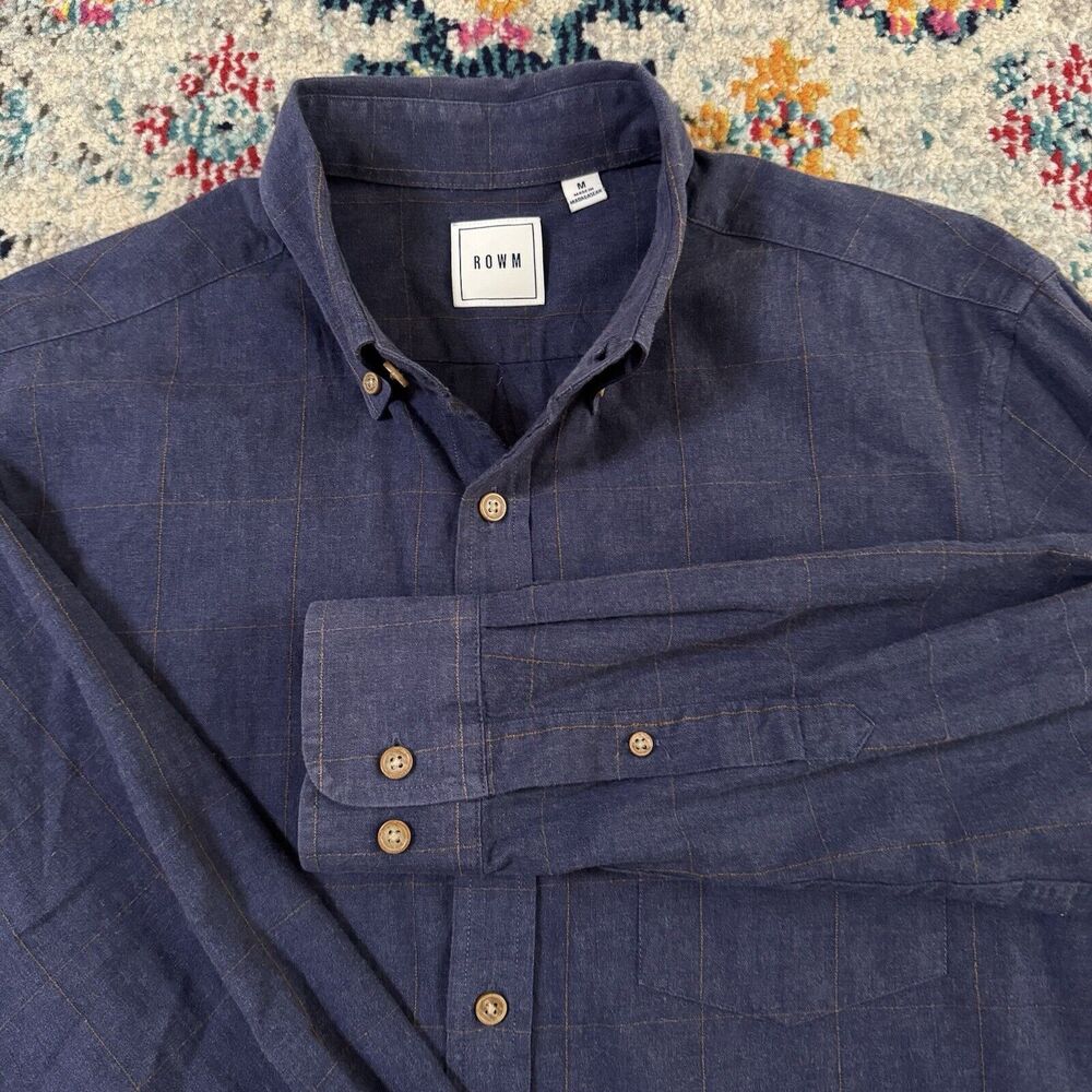 ROWM Men’s Blue Button‎ Down Shirt Size Medium